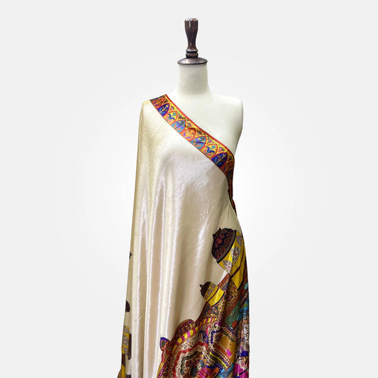 Darbar Palla Velvet Print Shawl