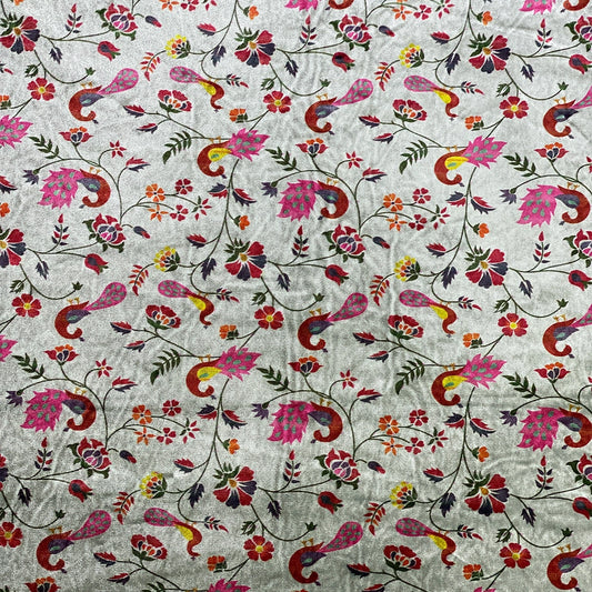 Grey Phulkari Jaal Velvet Shawl
