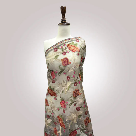 Fancy Tissue Dupatta 1 - Machine Embroidered