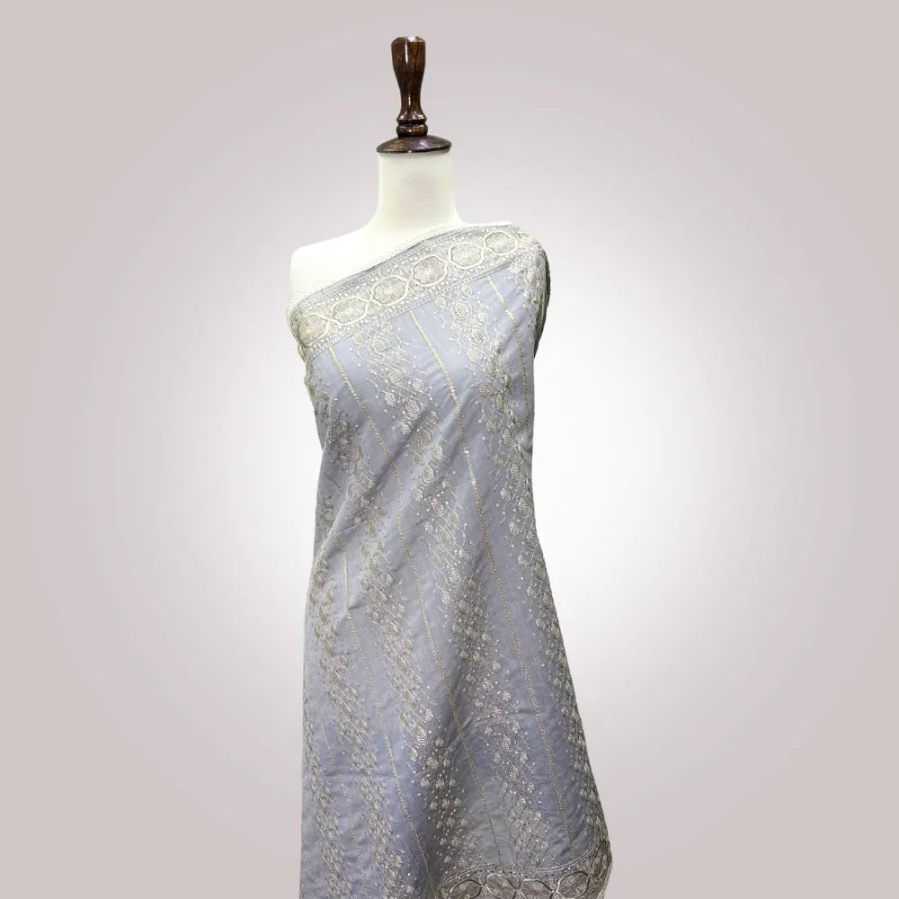 Fancy Paper Cotton Dupatta - Machine Embroidered