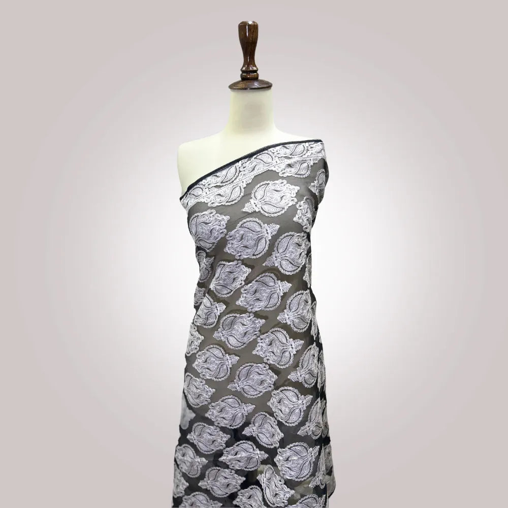 Fancy Tissue Dupatta 4 - Machine Embroidered