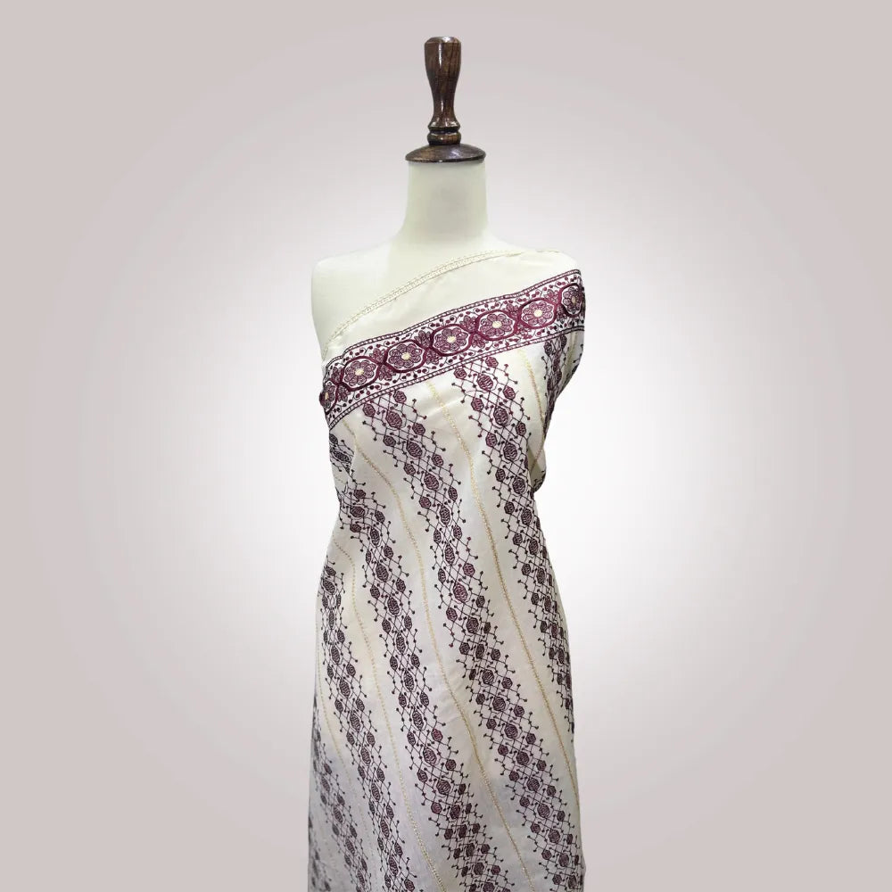 Fancy Paper Cotton Dupatta - Machine Embroidered