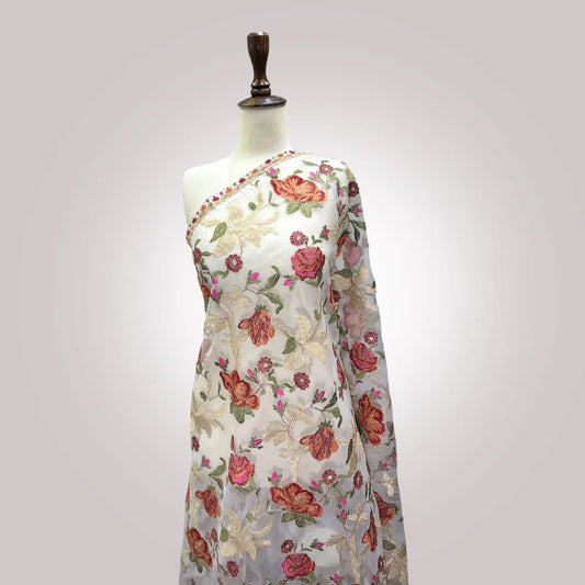 Fancy Tissue Dupatta 1 - Machine Embroidered