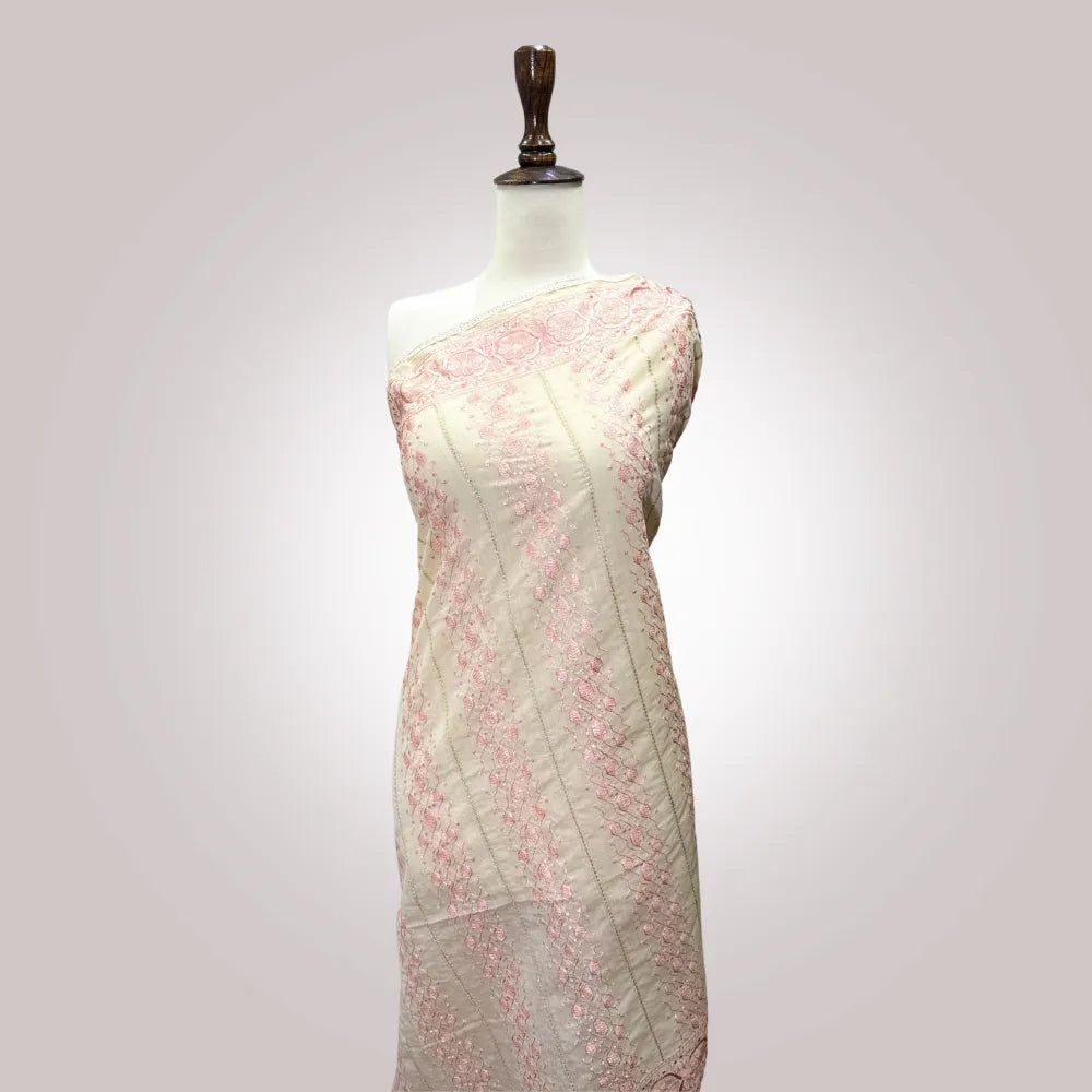 Fancy Paper Cotton Dupatta - Machine Embroidered
