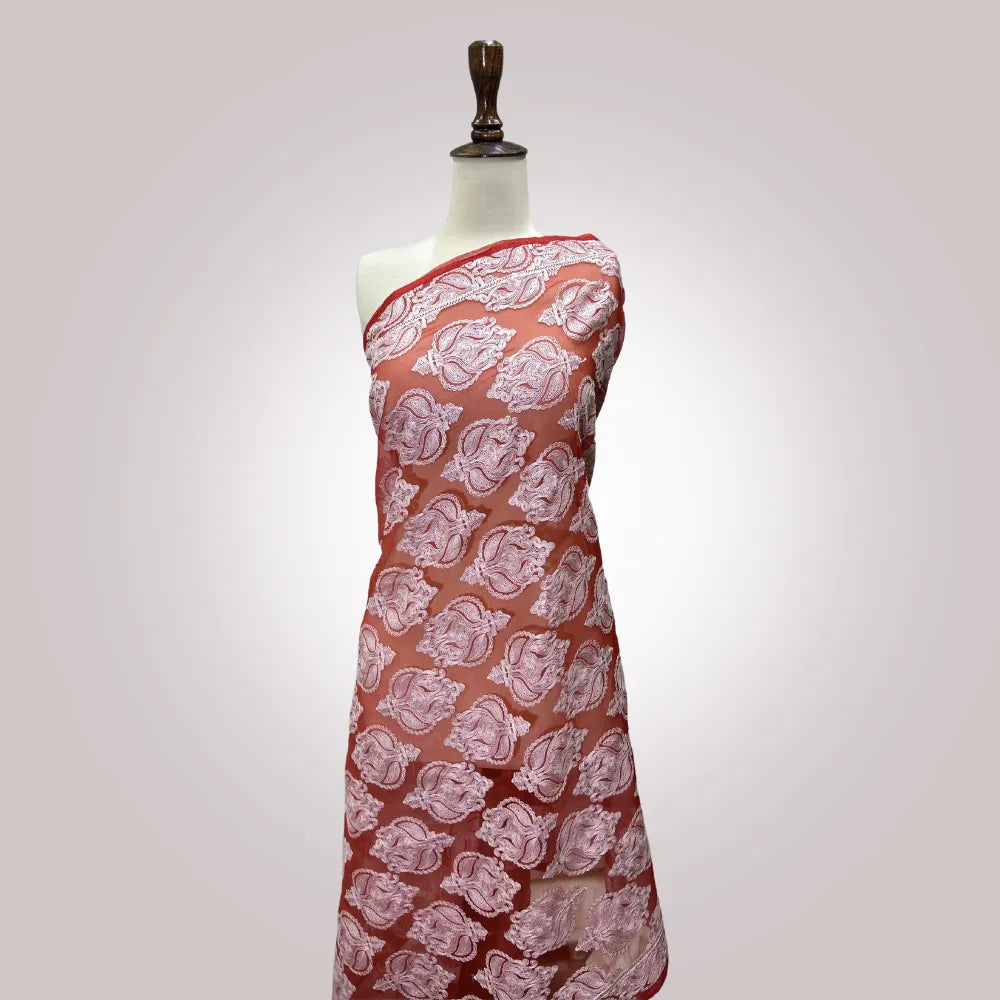 Fancy Tissue Dupatta 4 - Machine Embroidered
