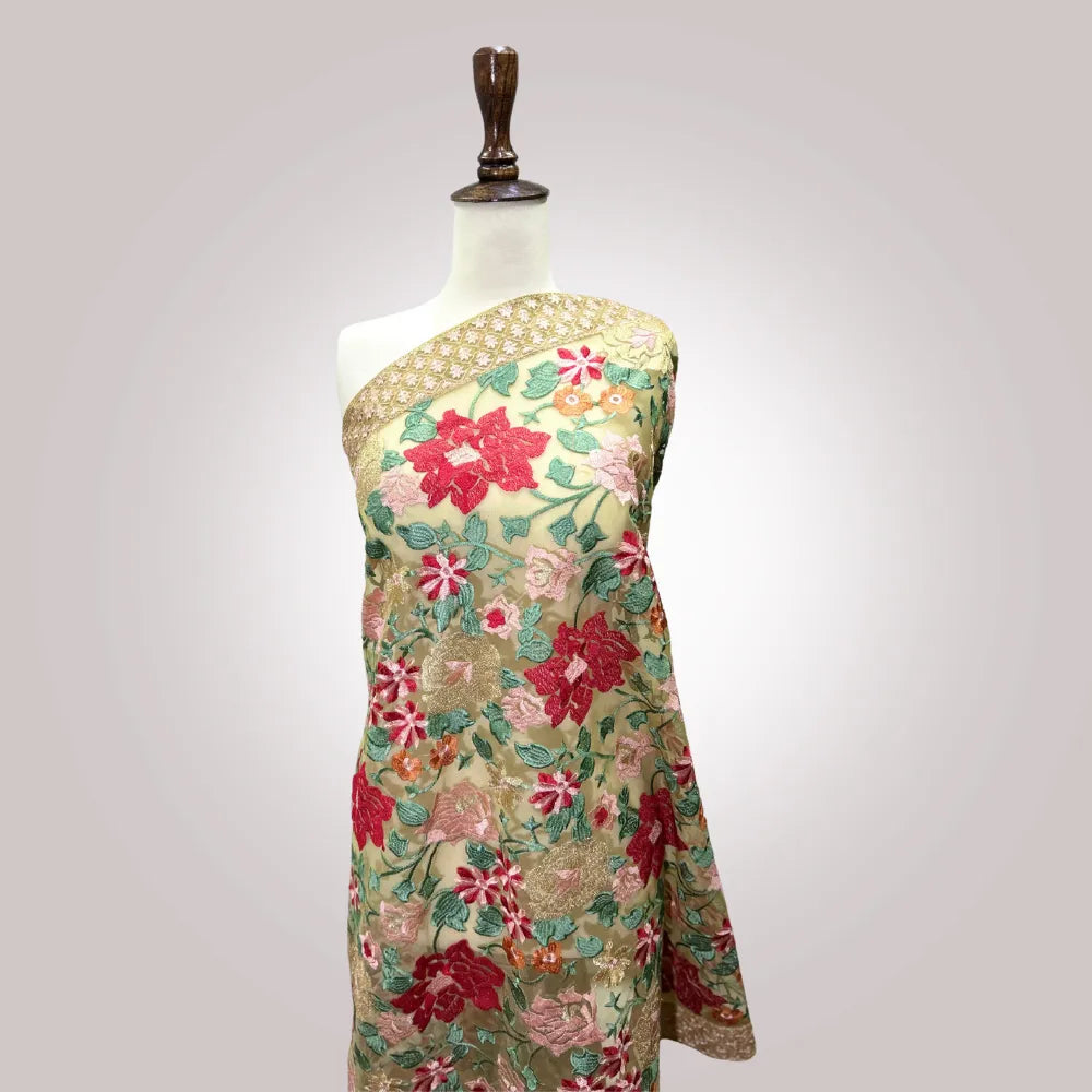 Fancy Tissue Dupatta 3 - Machine Embroidered